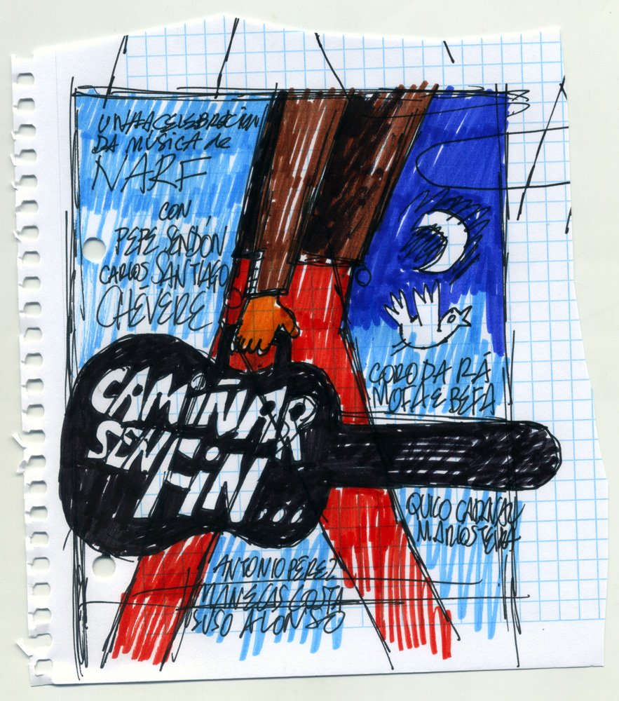 Boceto para o cartel da homenaxe a Narf en 2017